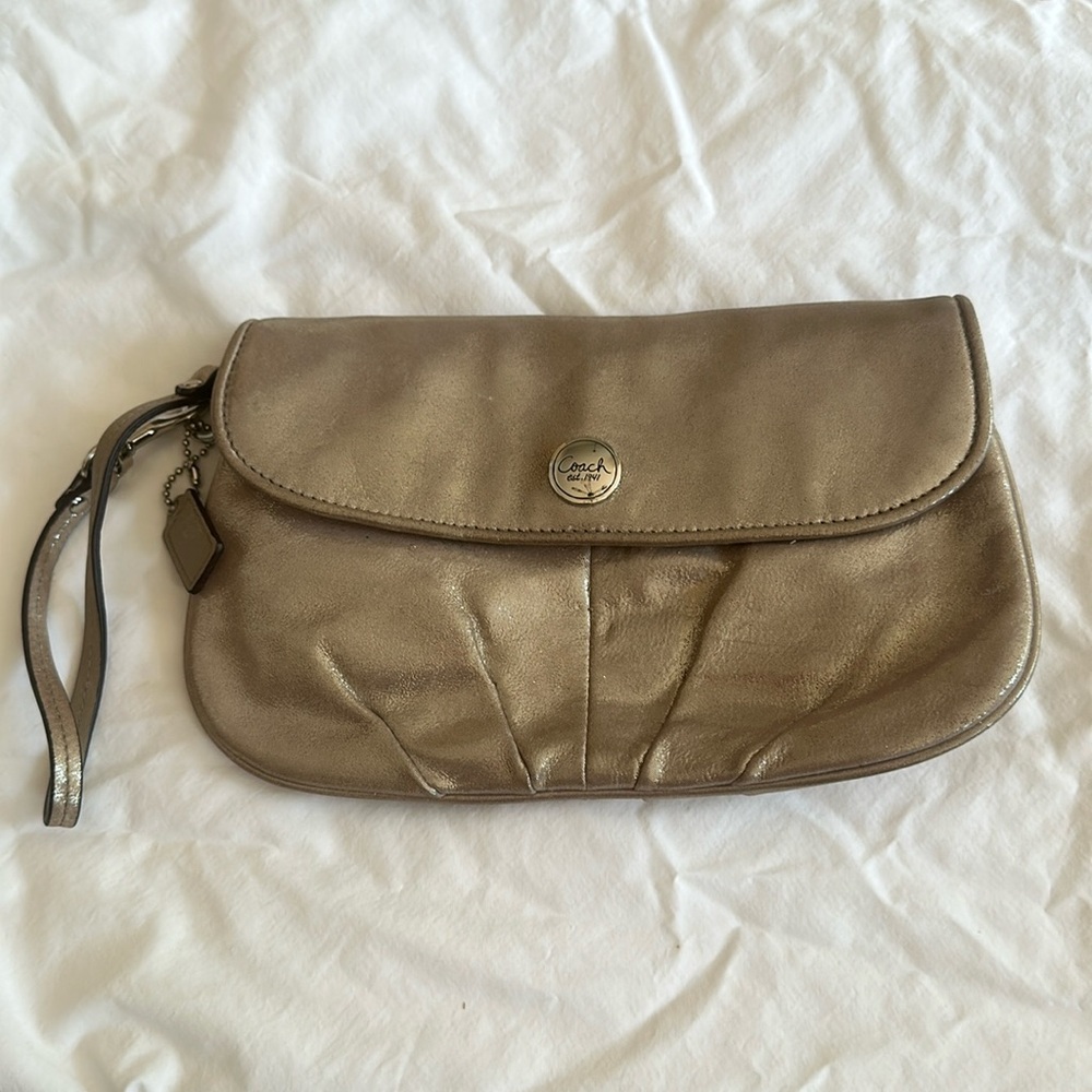 Coach metallic wristlet